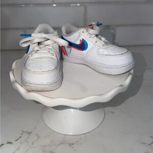Nike Air Force 1 Kids White with Pink and Blue Sneakers